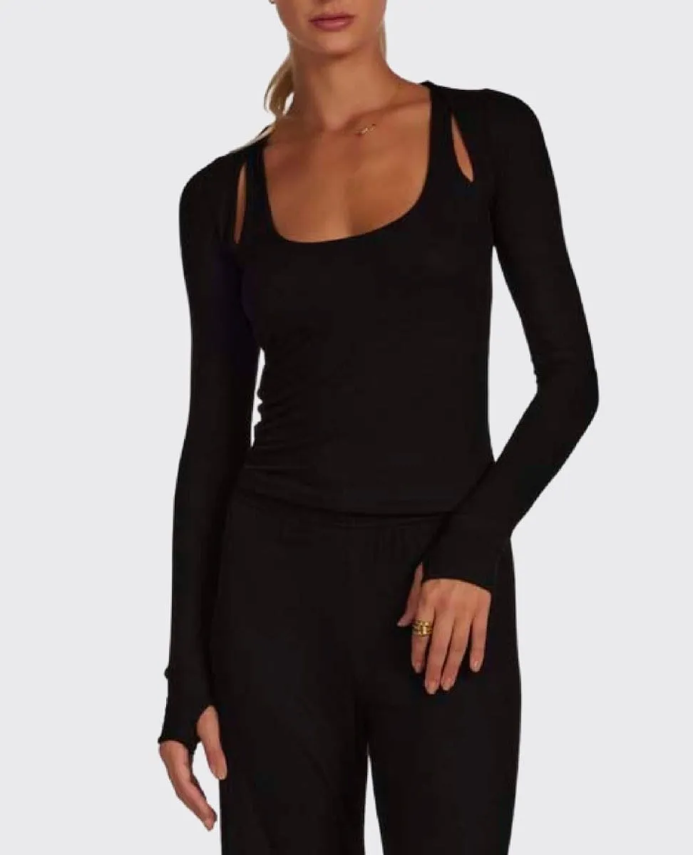 Stanfield Long Sleeve Cut Out Black
