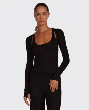 Stanfield Long Sleeve Cut Out Black
