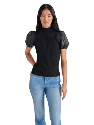 Steve Madden Peggy Puff Faux Leather Sweater