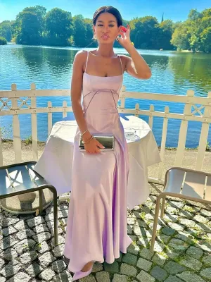 Straps A-line Long Formal Dresses