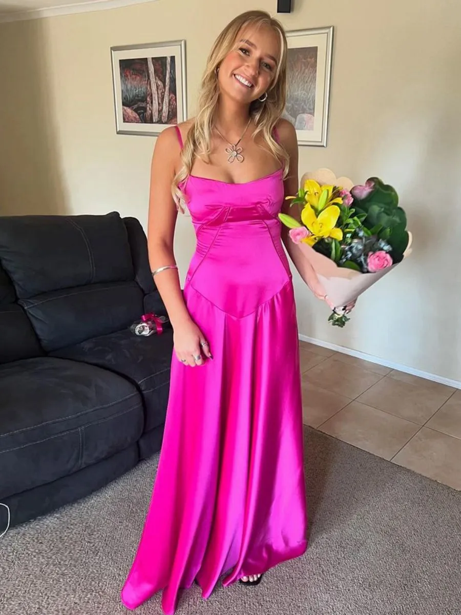 Straps A-line Long Formal Dresses