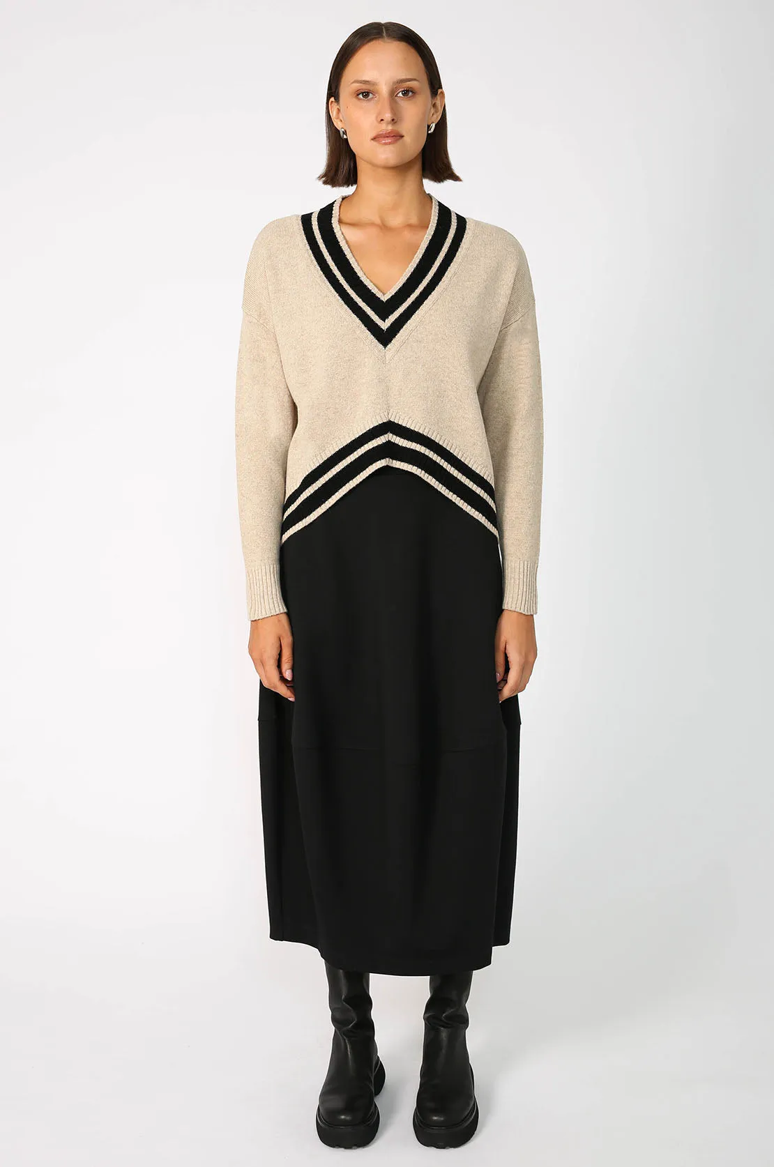 streak sweater / natural|black