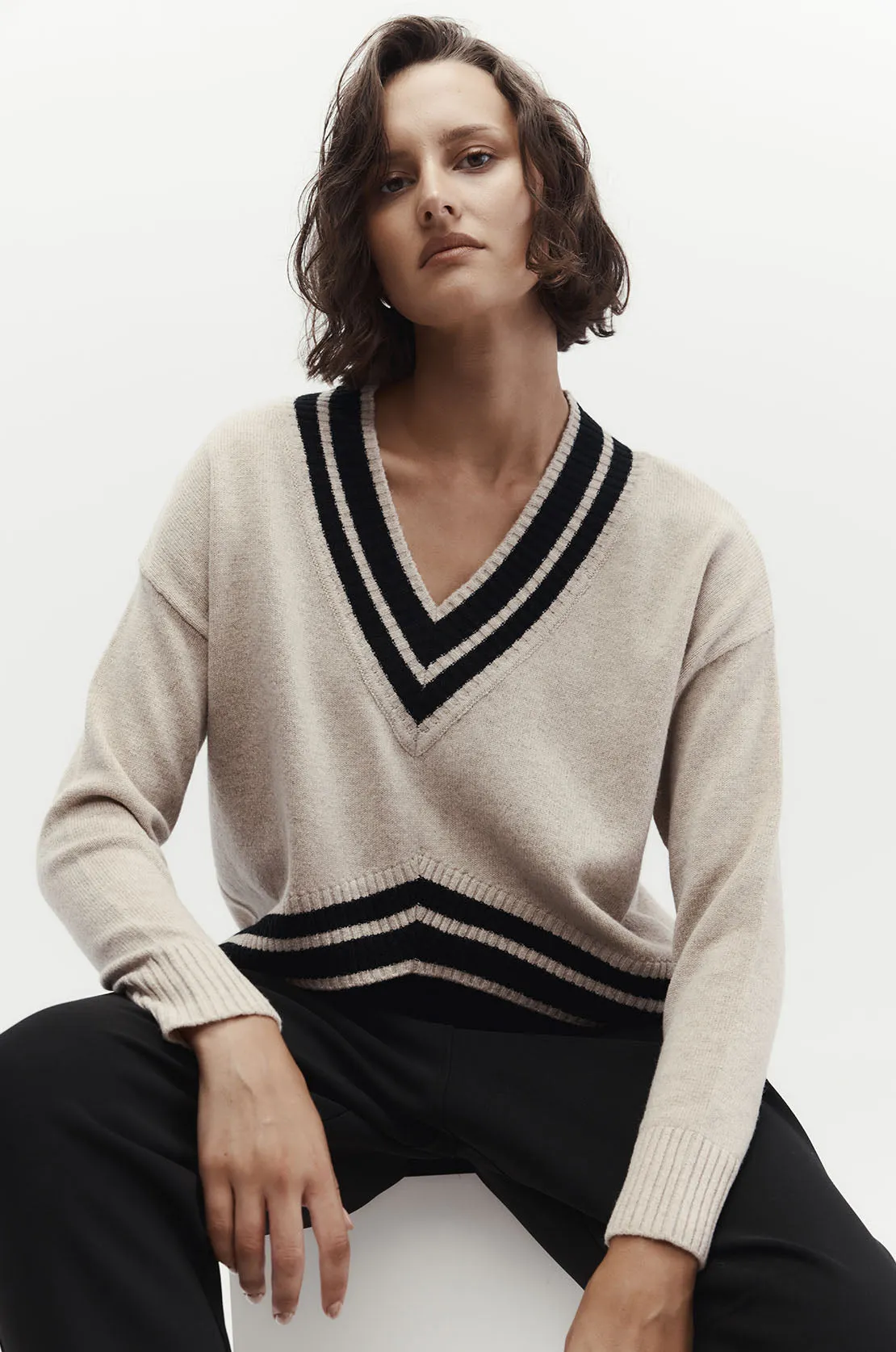 streak sweater / natural|black