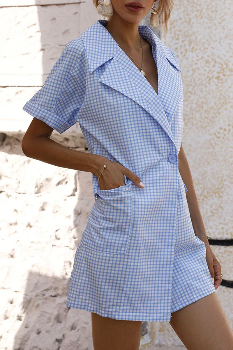 Street Plaid Split Joint Turndown Collar A Line Dresses