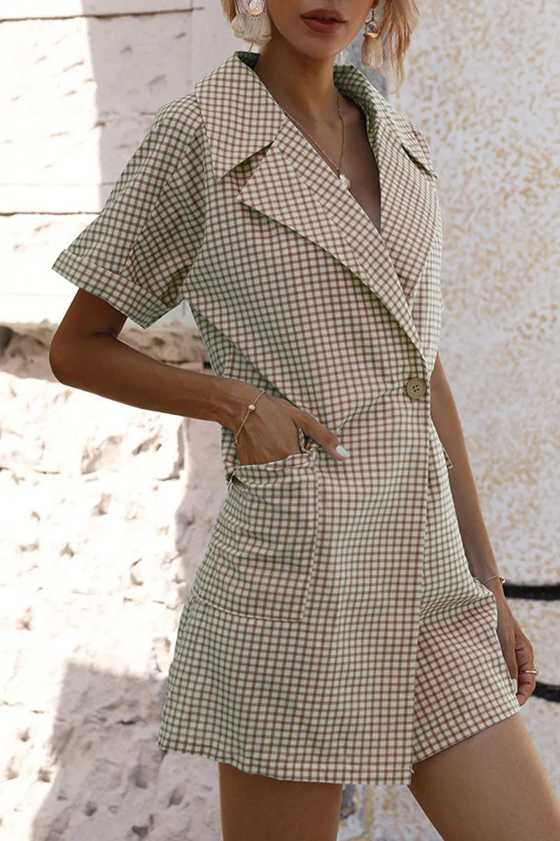 Street Plaid Split Joint Turndown Collar A Line Dresses