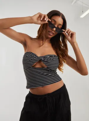 Stripe Twist Cut Out Bandeau Top