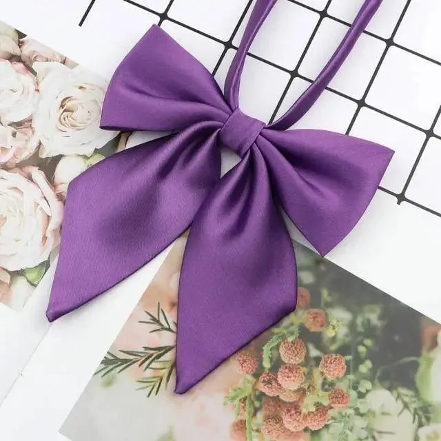 Stylish Colorful Women‘s Shirts Bowtie Ladies Girl School Wedding Party Bowtie For Women  Adjustable Pre-tied Solid Color Handmade Bowties for Women