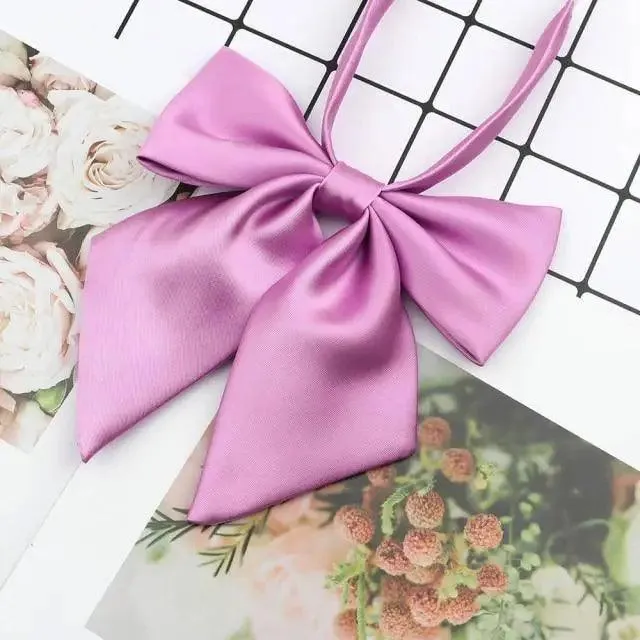 Stylish Colorful Women‘s Shirts Bowtie Ladies Girl School Wedding Party Bowtie For Women  Adjustable Pre-tied Solid Color Handmade Bowties for Women