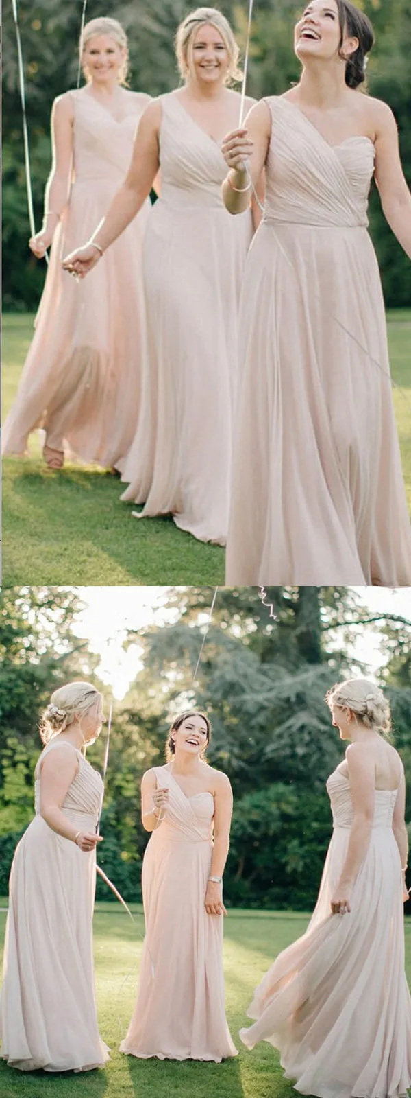 Sweetheart Full Length A-line Ivory Chiffon Convertible Bridesmaid Dresses,WGY0194