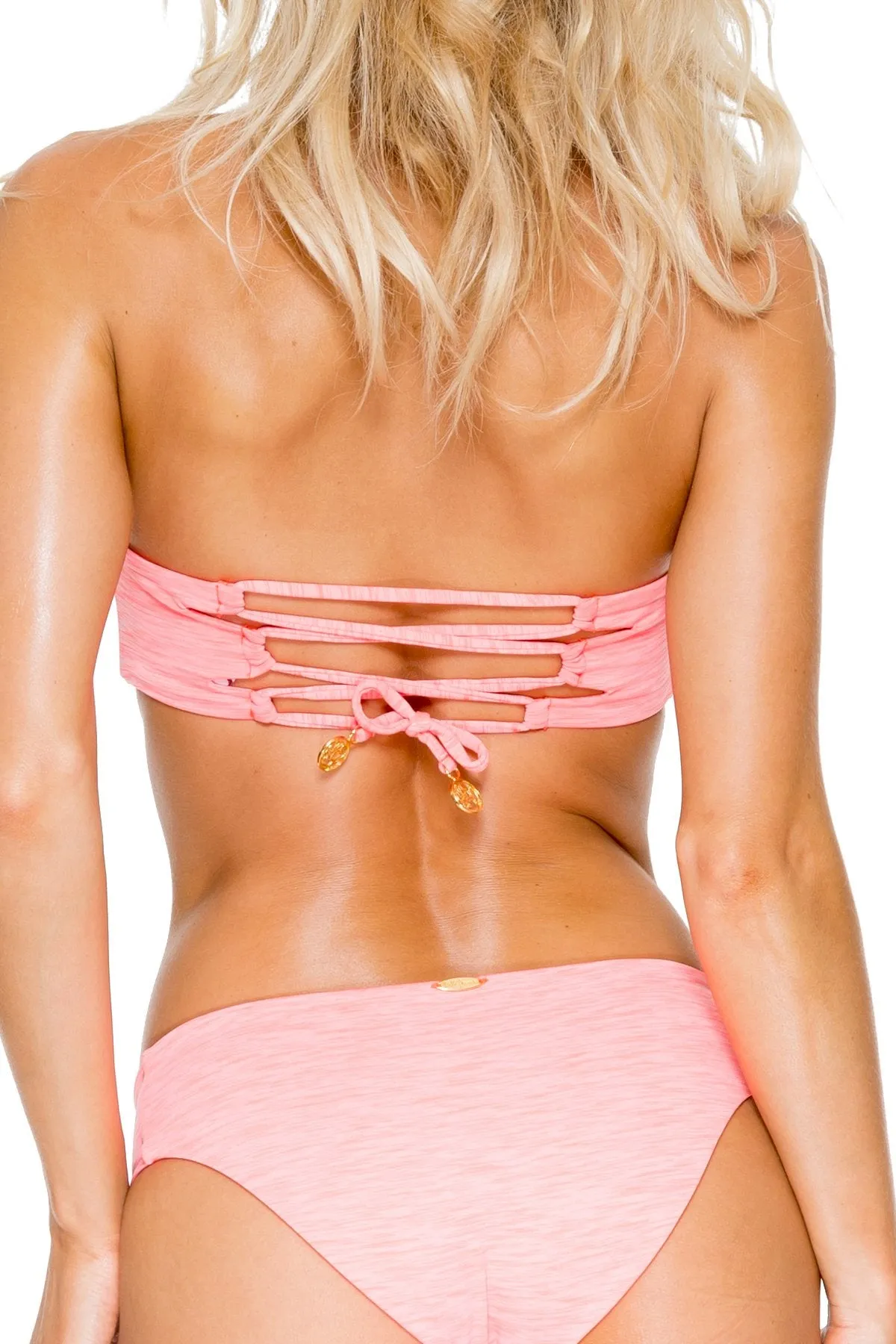TAKE ME TO PARADISE - Cut Out Underwire Top & Tab Sides Full Bottom • Coral