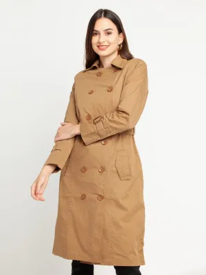 Tan Solid Trench Coat