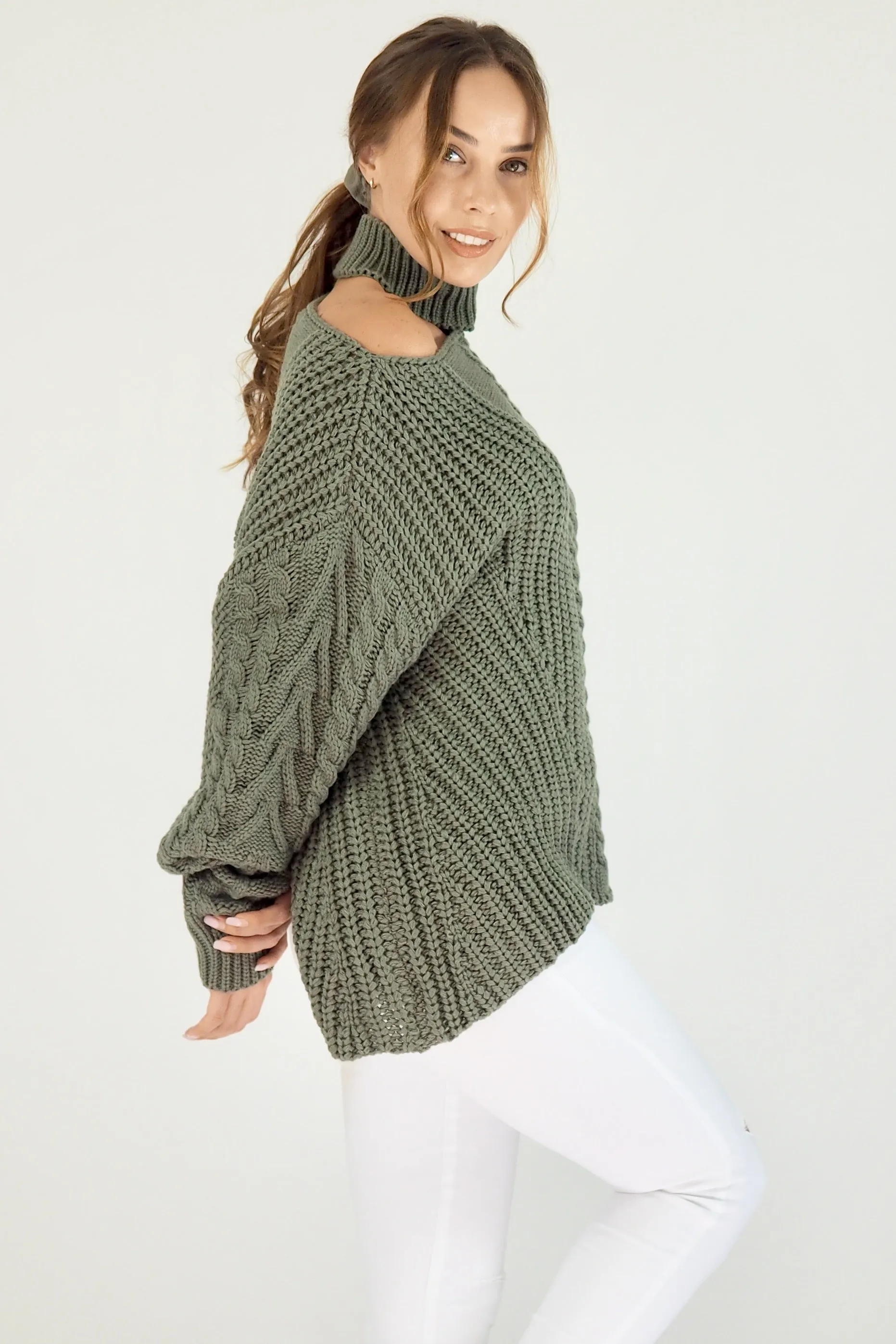Taylor Cut Out Jumper- Khaki