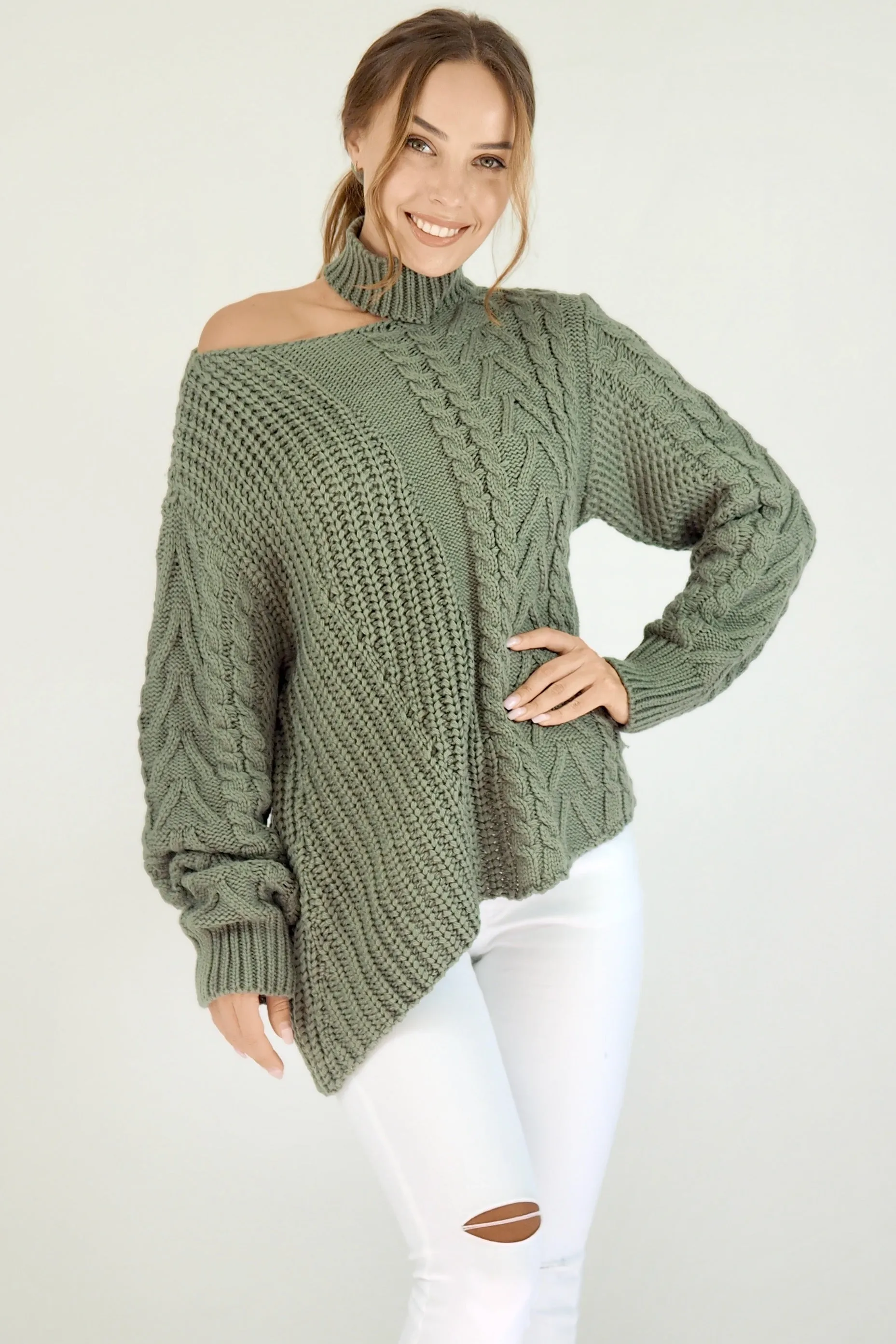 Taylor Cut Out Jumper- Khaki