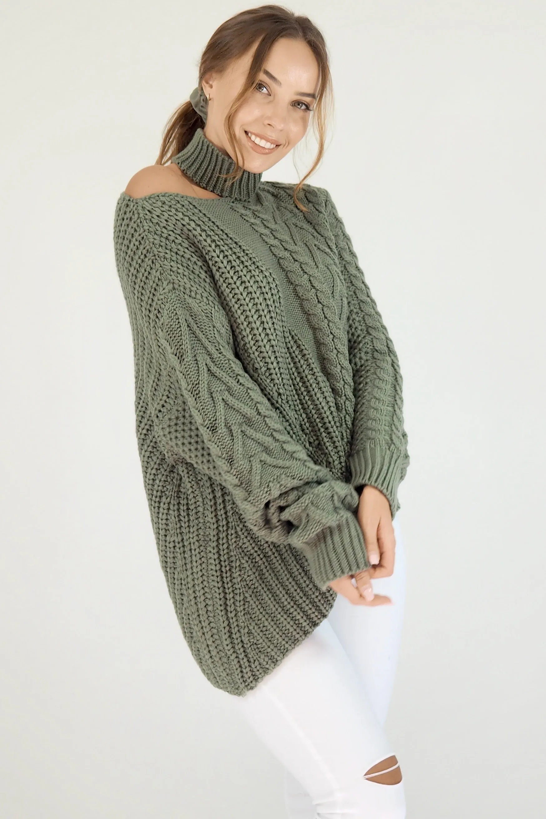 Taylor Cut Out Jumper- Khaki
