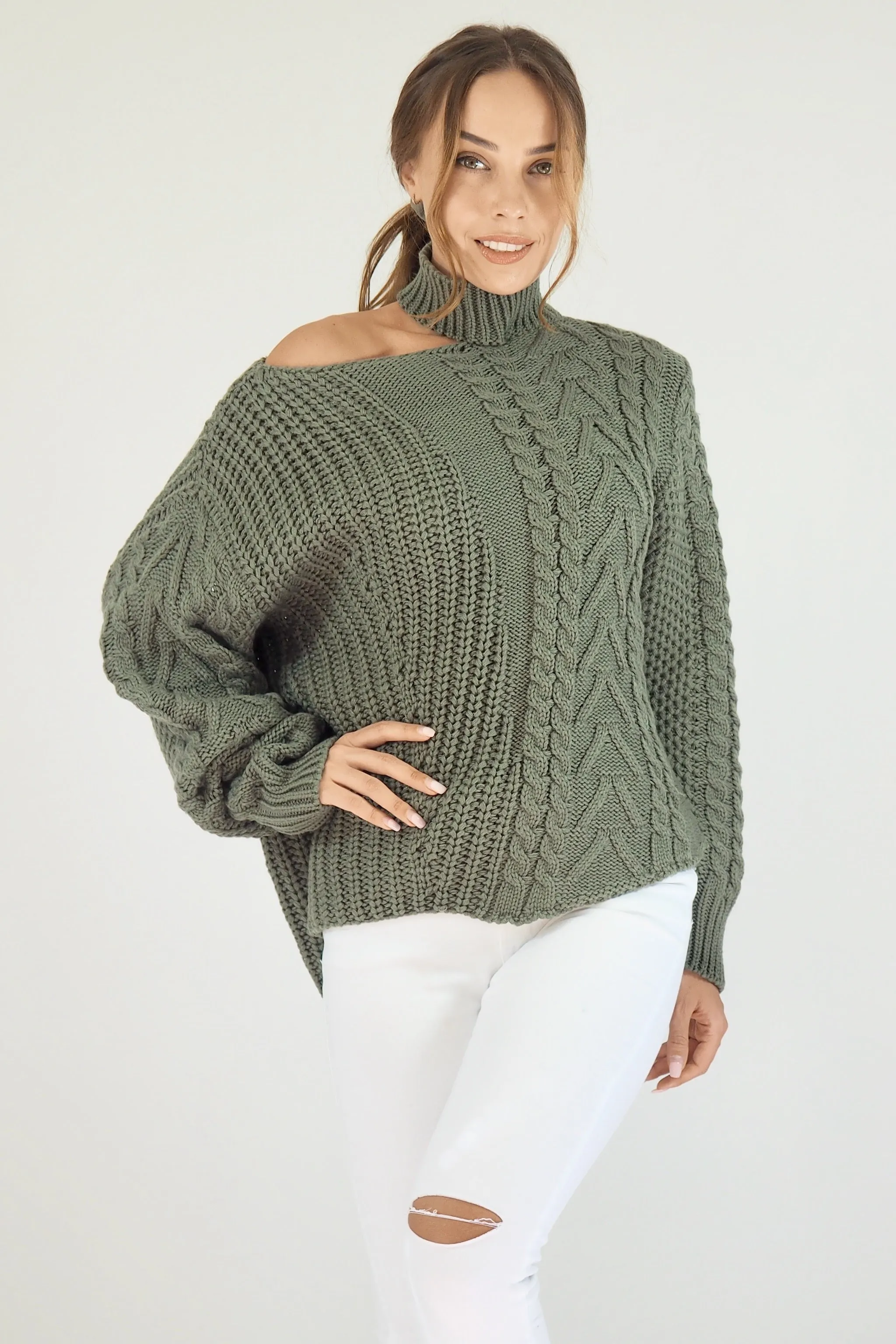 Taylor Cut Out Jumper- Khaki