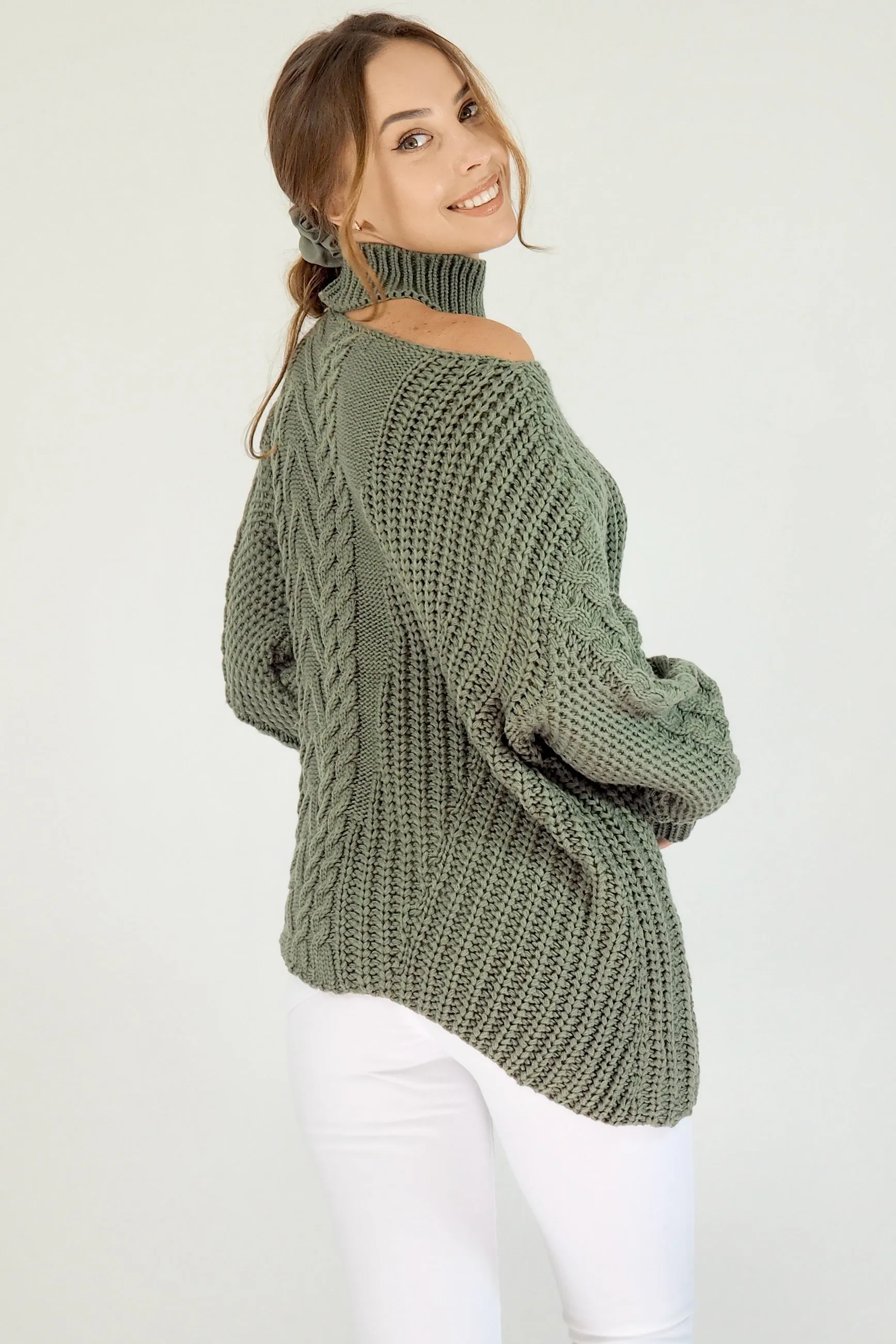 Taylor Cut Out Jumper- Khaki