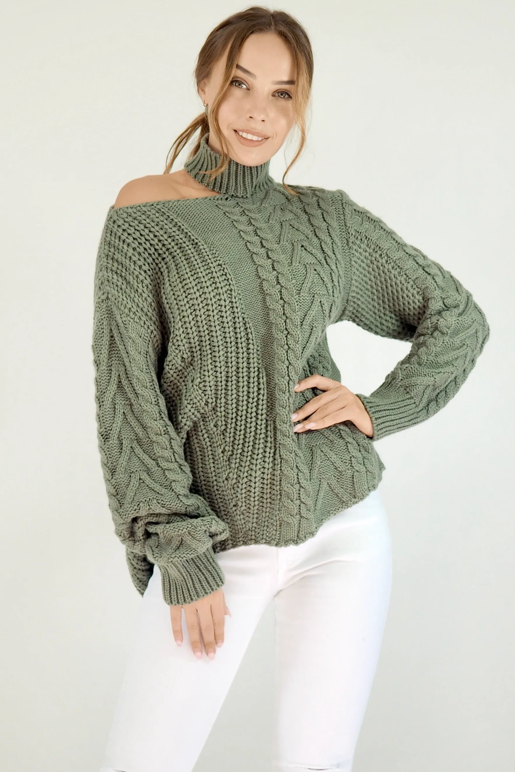 Taylor Cut Out Jumper- Khaki