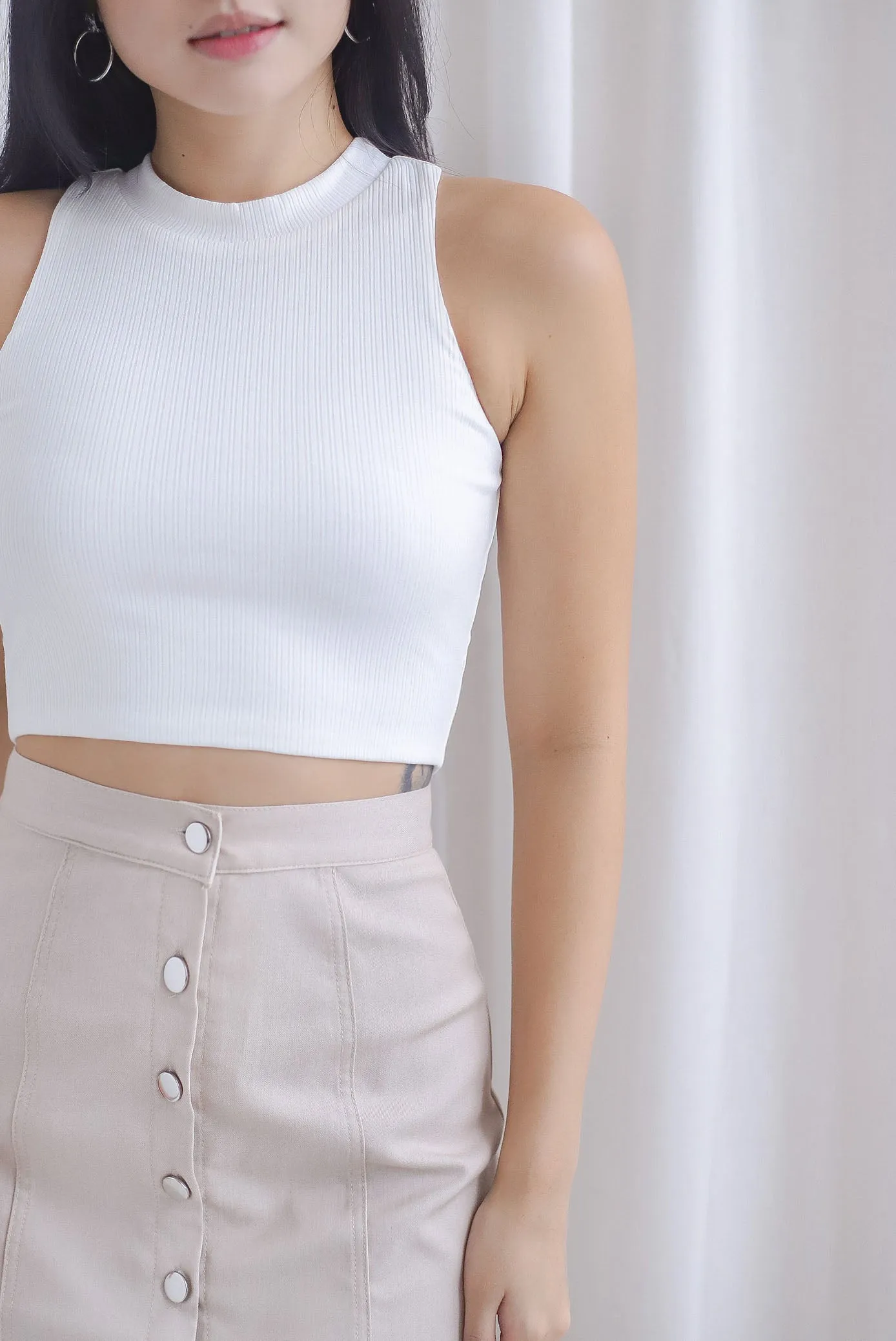 TDC Dianey Cut In Tank Top In White