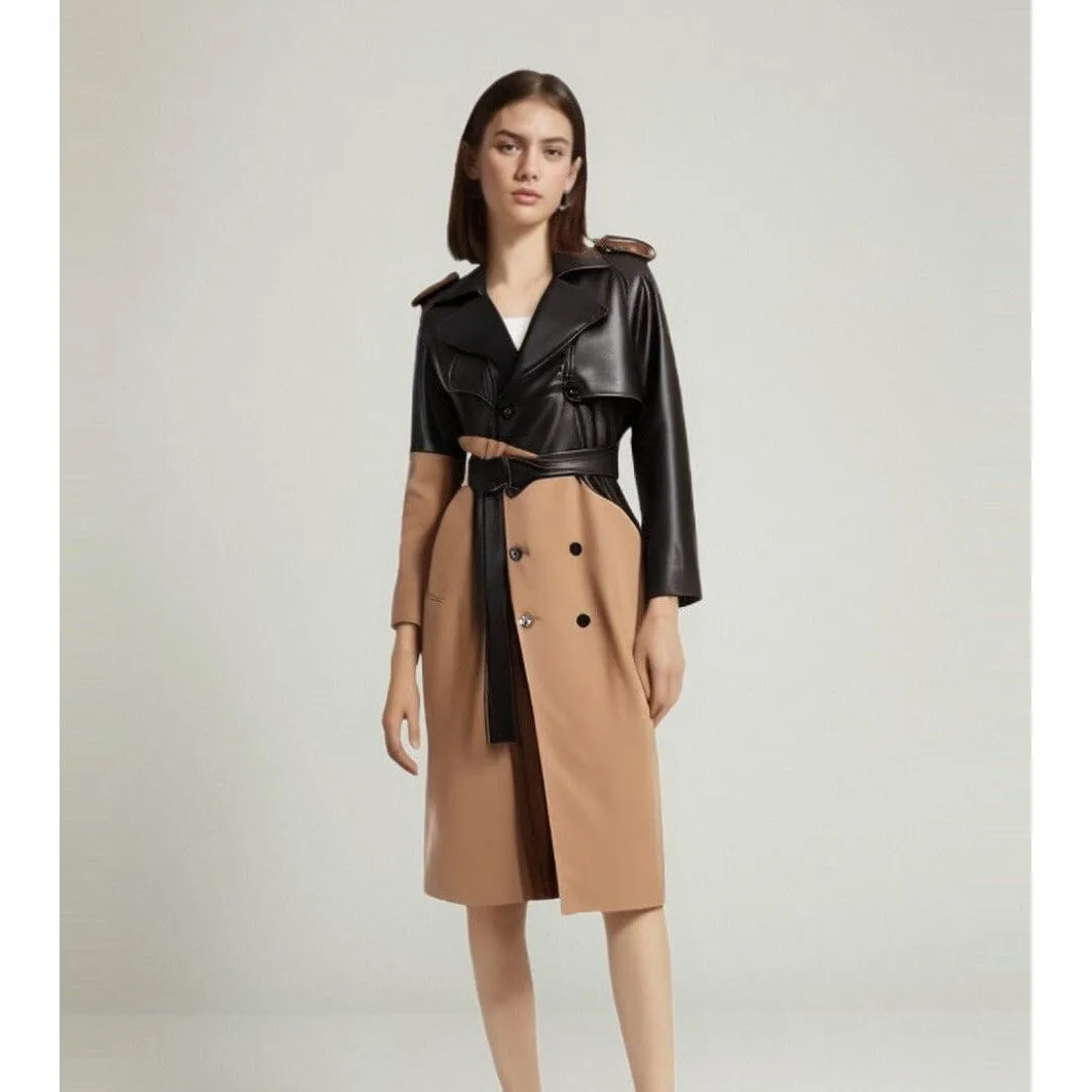 The Espresso Long Sleeve Spliced Trenchcoat
