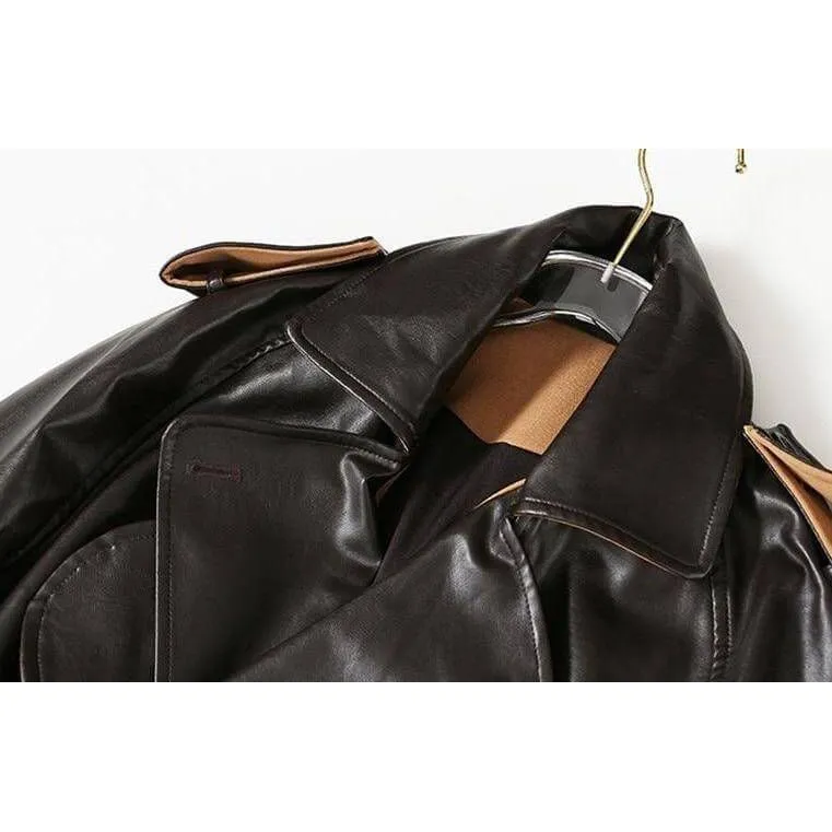 The Espresso Long Sleeve Spliced Trenchcoat