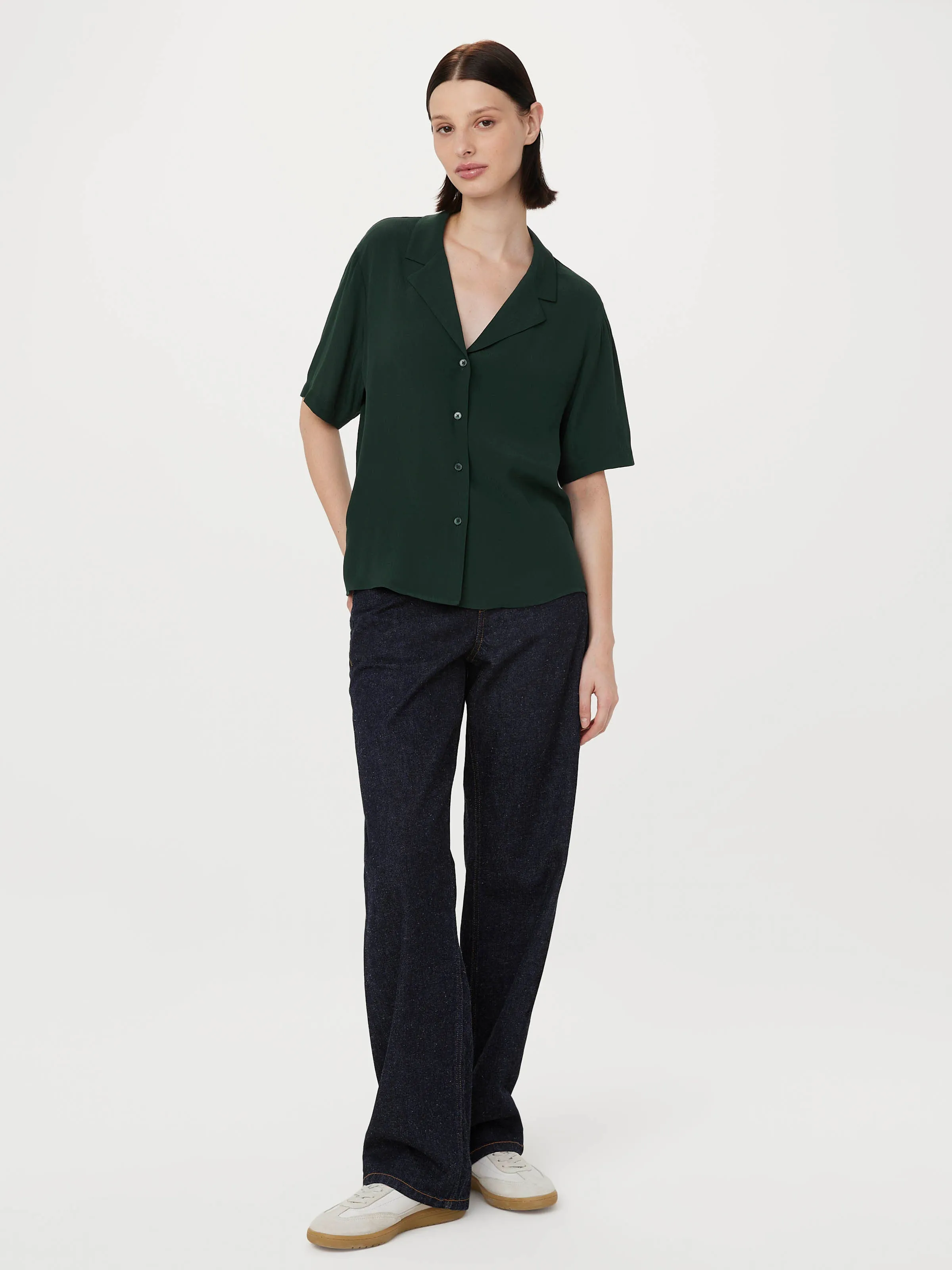 The Fluid Camp Collar Blouse in Pine Grove