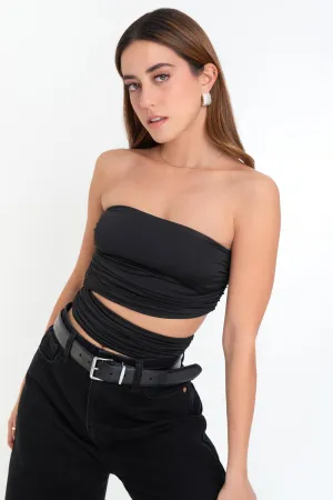 Top tubo plisados con cut out lateral
