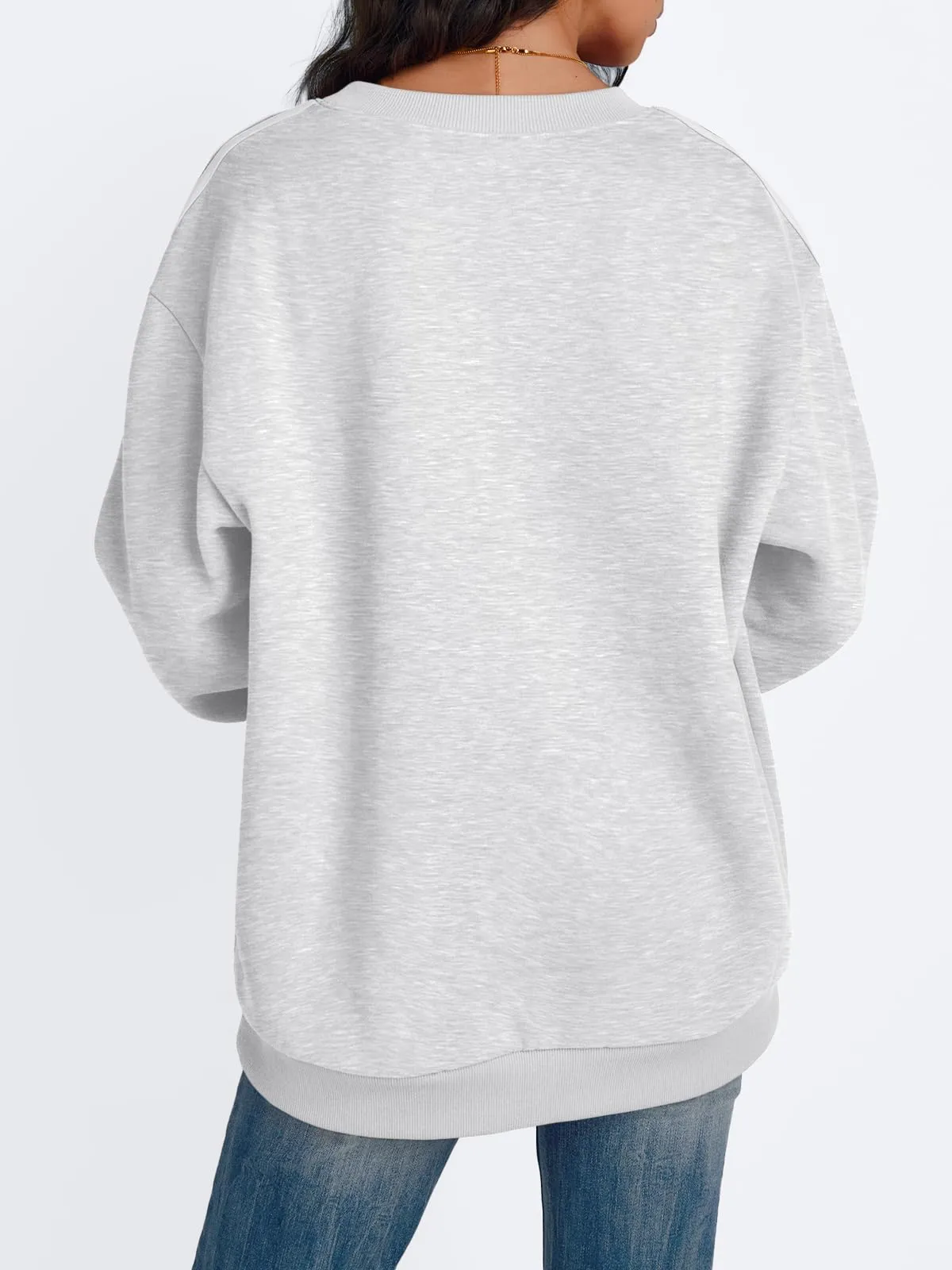 Trendy Queen Sweatshirt for Women Oversized Crewneck Striped Shirts Pullover Sweaters Fall Fashion 2024 Clothes y2k Hoodies Teen Girls Outfits Cute Long Sleeve Tops Grey