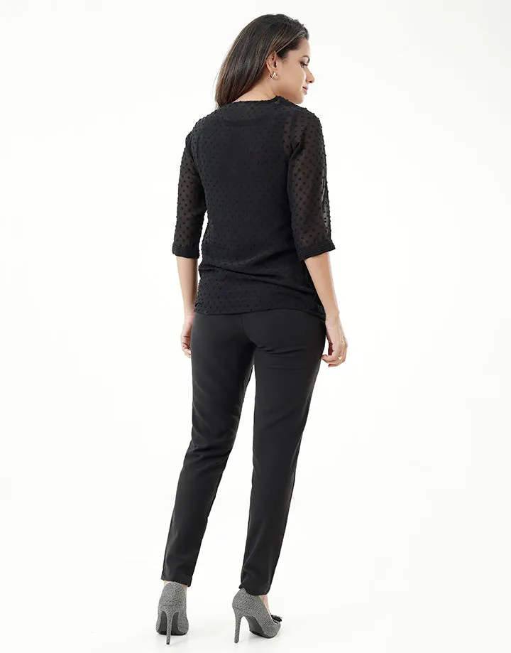 V-Neck Blouse with Box Pleat Details