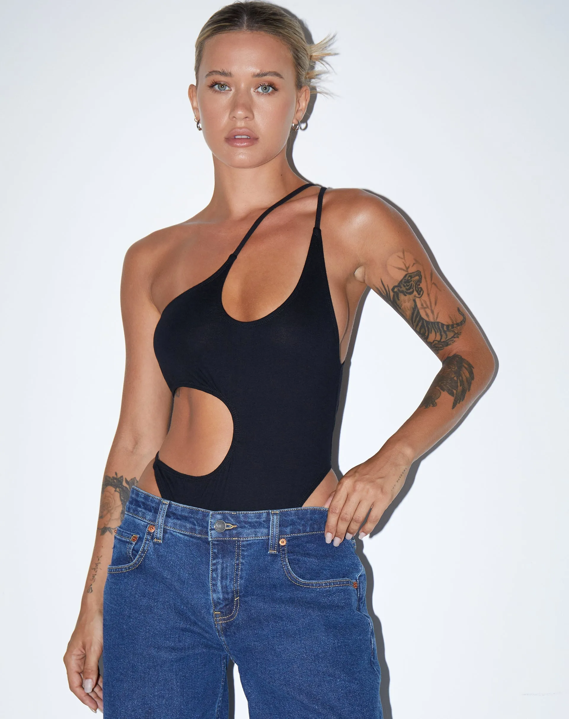 Velica Cutout Bodice in Lycra Black