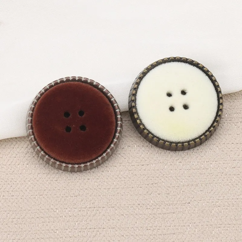 Vintage Flocked Metal Combination Buttons with Shanks for Coats 6pcs
