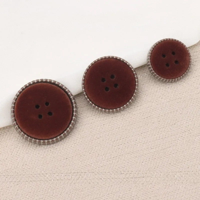 Vintage Flocked Metal Combination Buttons with Shanks for Coats 6pcs
