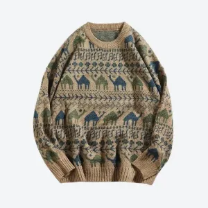 Vintage-Inspired Camel Knitted Sweater for Timeless Winter Style
