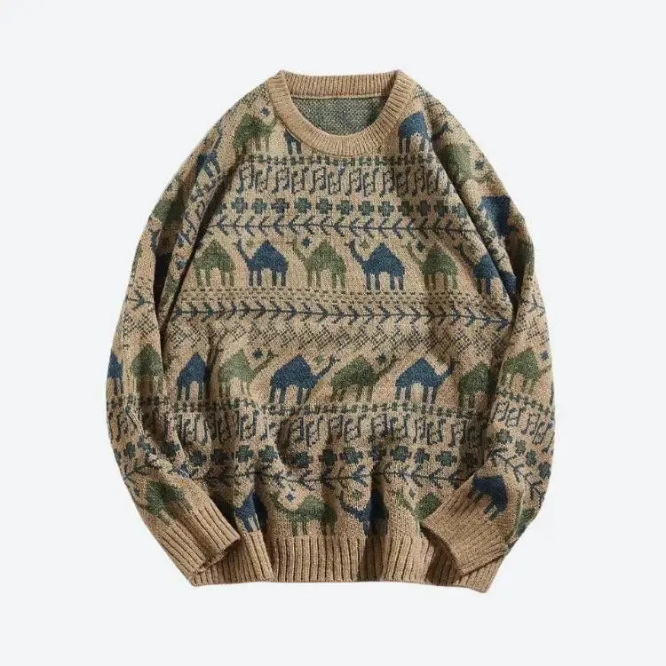 Vintage-Inspired Camel Knitted Sweater for Timeless Winter Style