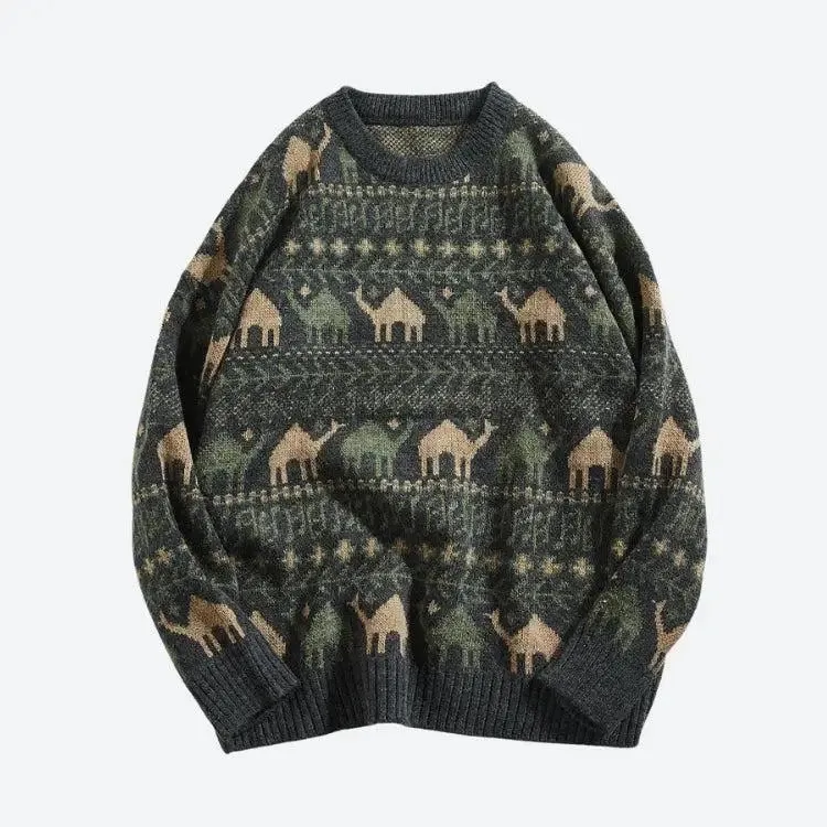 Vintage-Inspired Camel Knitted Sweater for Timeless Winter Style