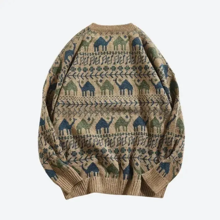 Vintage-Inspired Camel Knitted Sweater for Timeless Winter Style
