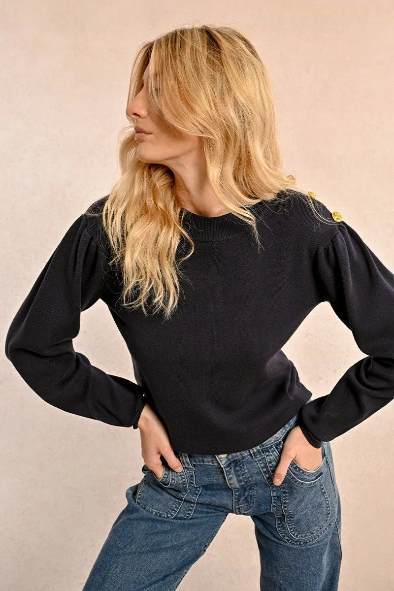 VISCOSE SWEATER, PUFFED SLEEVES