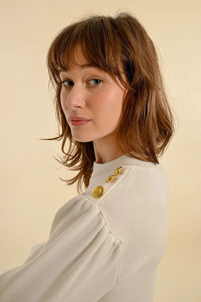 VISCOSE SWEATER, PUFFED SLEEVES