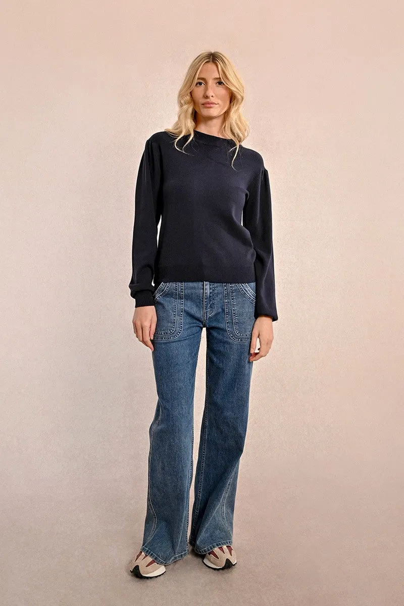 VISCOSE SWEATER, PUFFED SLEEVES