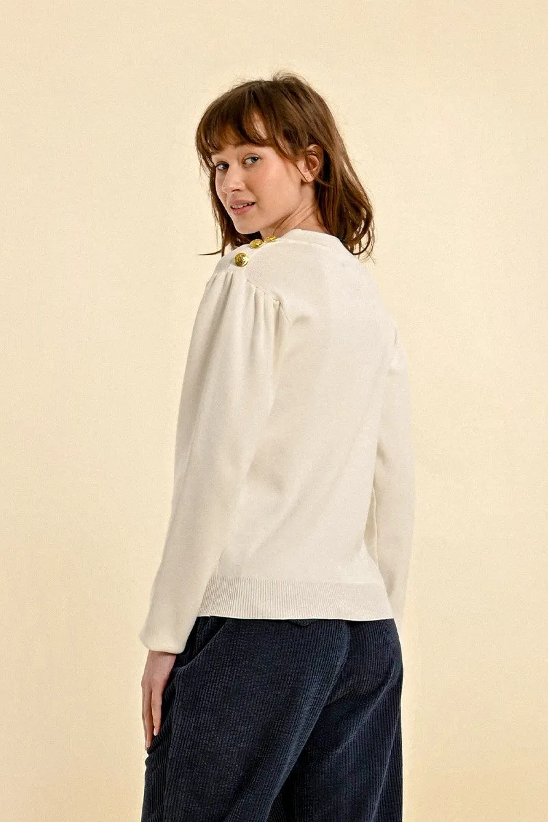VISCOSE SWEATER, PUFFED SLEEVES