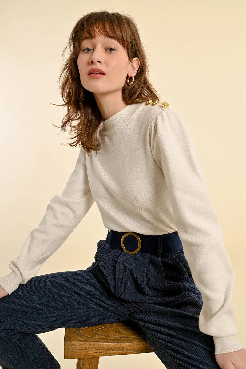 VISCOSE SWEATER, PUFFED SLEEVES