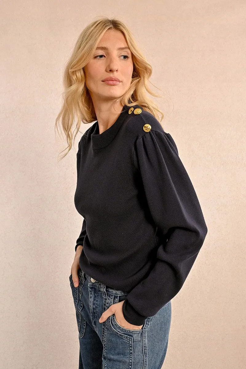 VISCOSE SWEATER, PUFFED SLEEVES