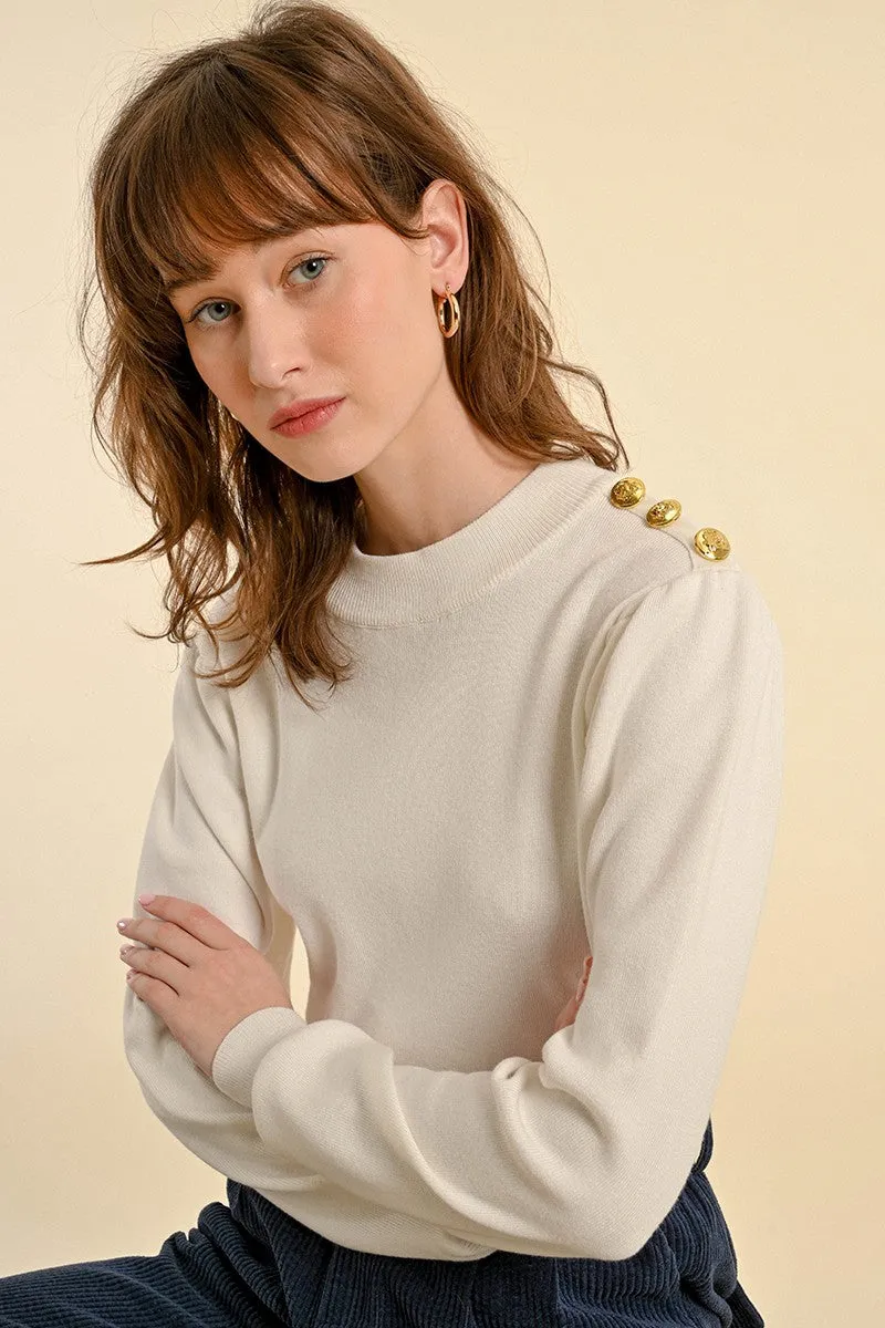 VISCOSE SWEATER, PUFFED SLEEVES