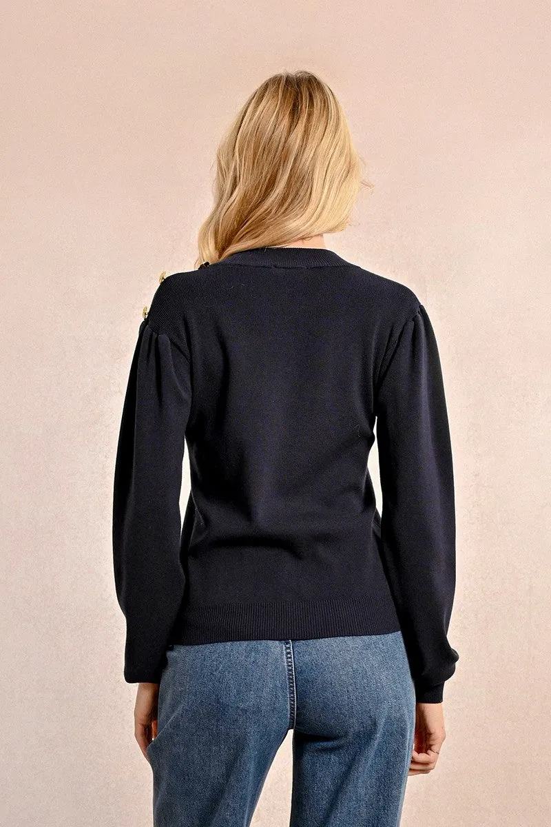 VISCOSE SWEATER, PUFFED SLEEVES