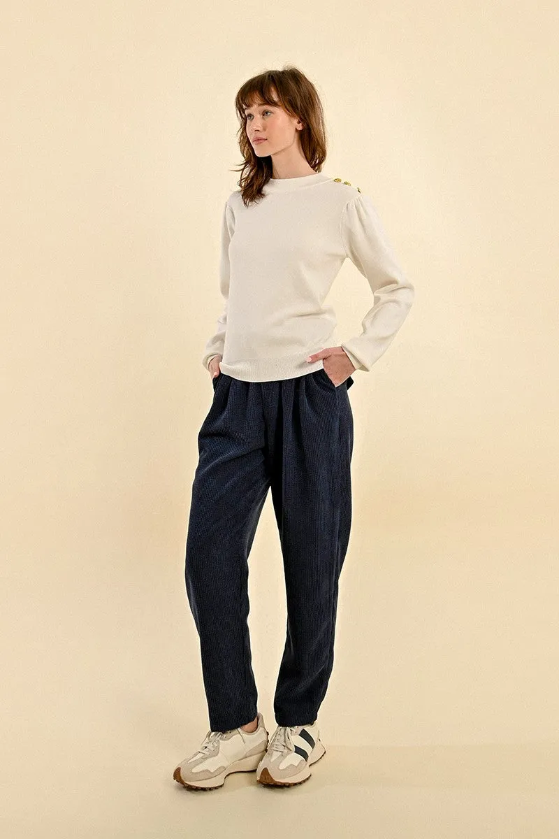 VISCOSE SWEATER, PUFFED SLEEVES