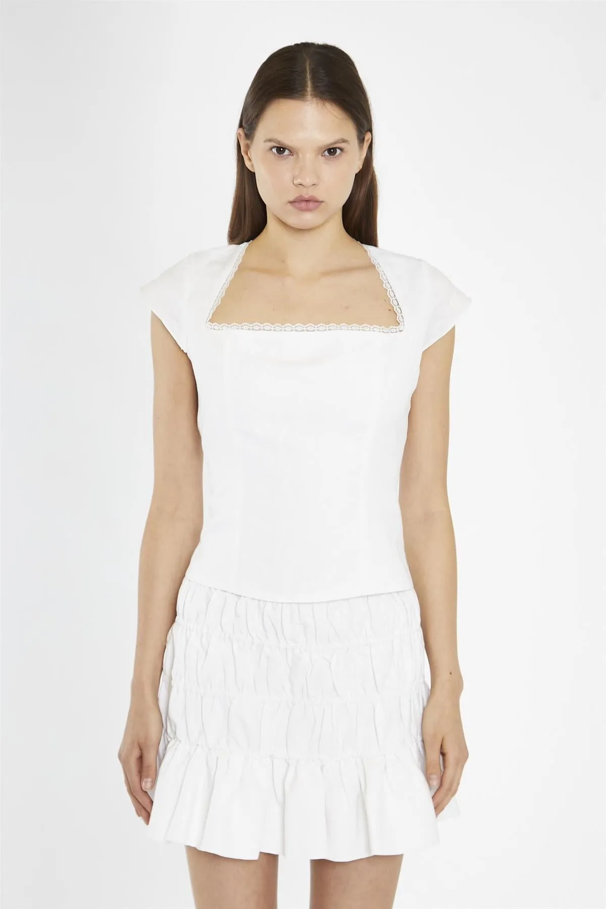 White Cut-Out Back Top