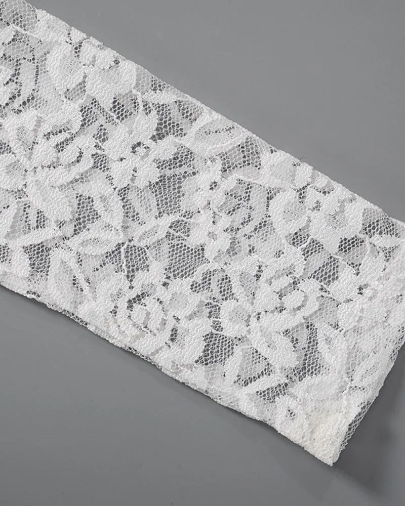 White Cut-Out Lace Cropped Top