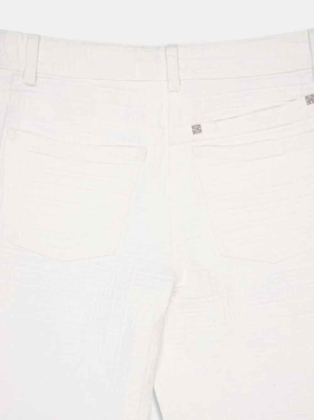 White Mid-Waist Straight-Leg Denim Trousers