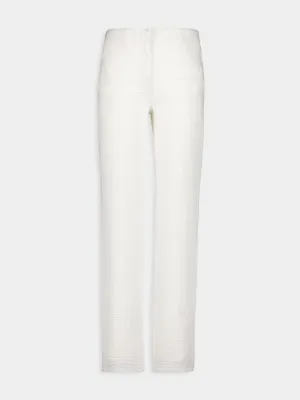 White Mid-Waist Straight-Leg Denim Trousers