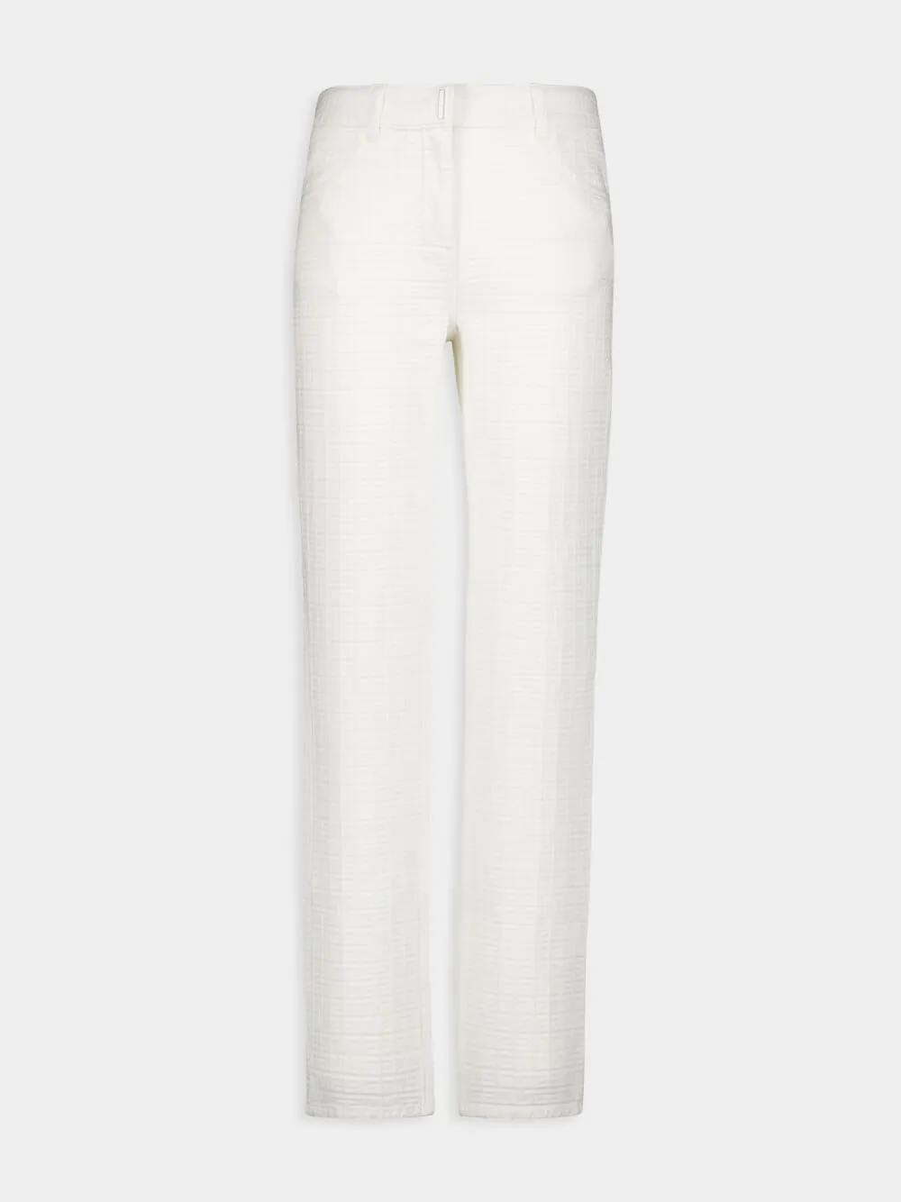 White Mid-Waist Straight-Leg Denim Trousers