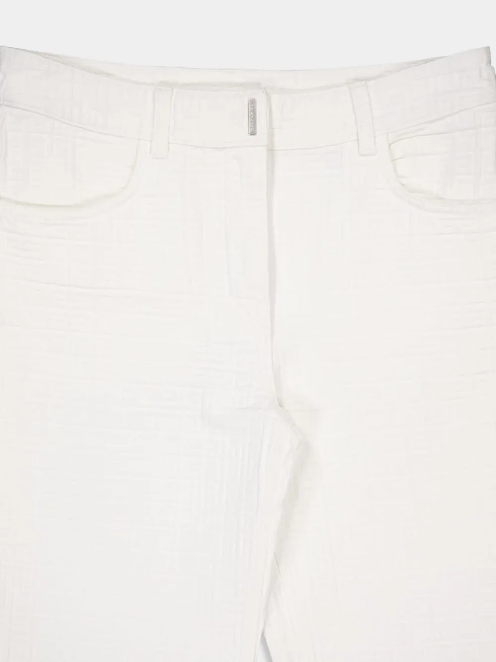 White Mid-Waist Straight-Leg Denim Trousers